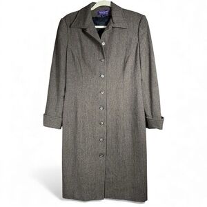 Purple Label Ralph Lauren Vintage Herringbone Women’s Wool Long Coat Sz 12
